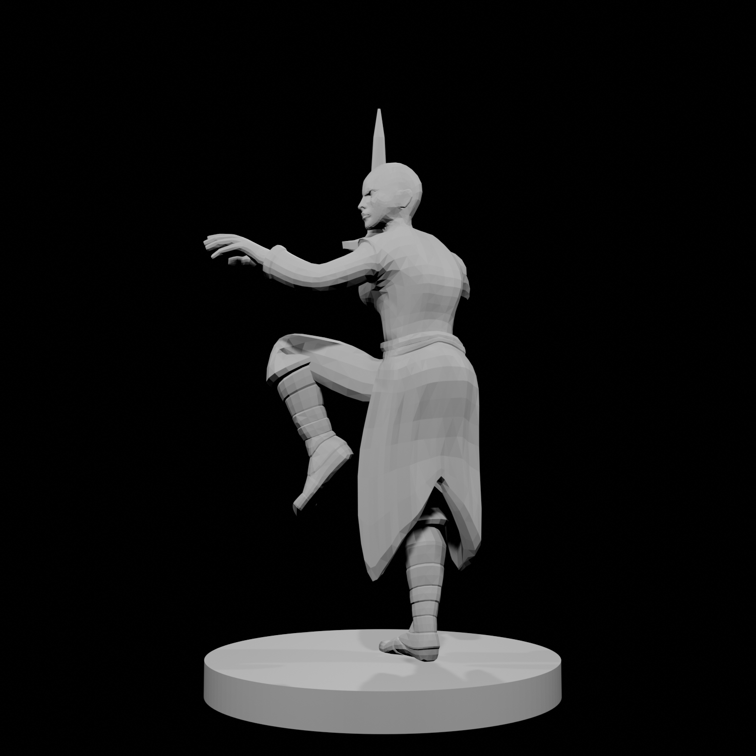 Human Female Monk Bald Short Sword