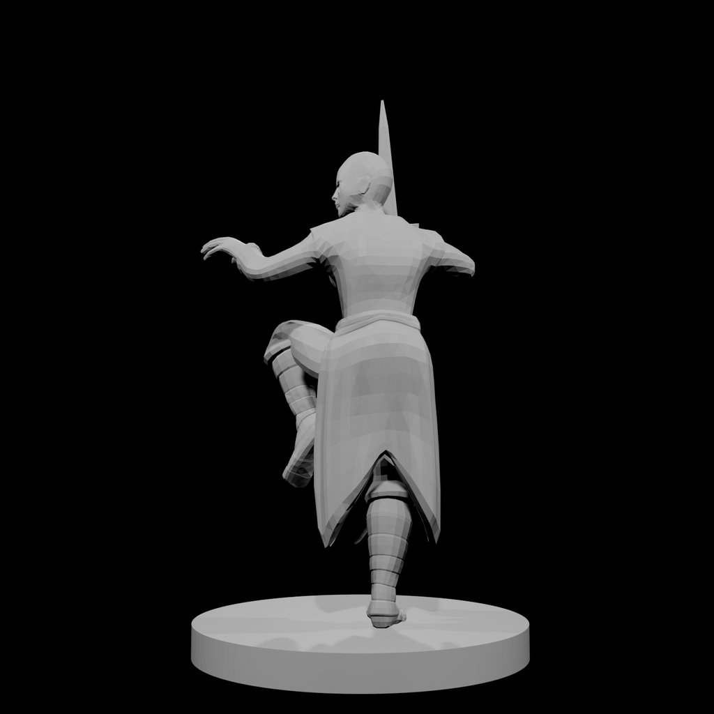 Human Female Monk Bald Short Sword