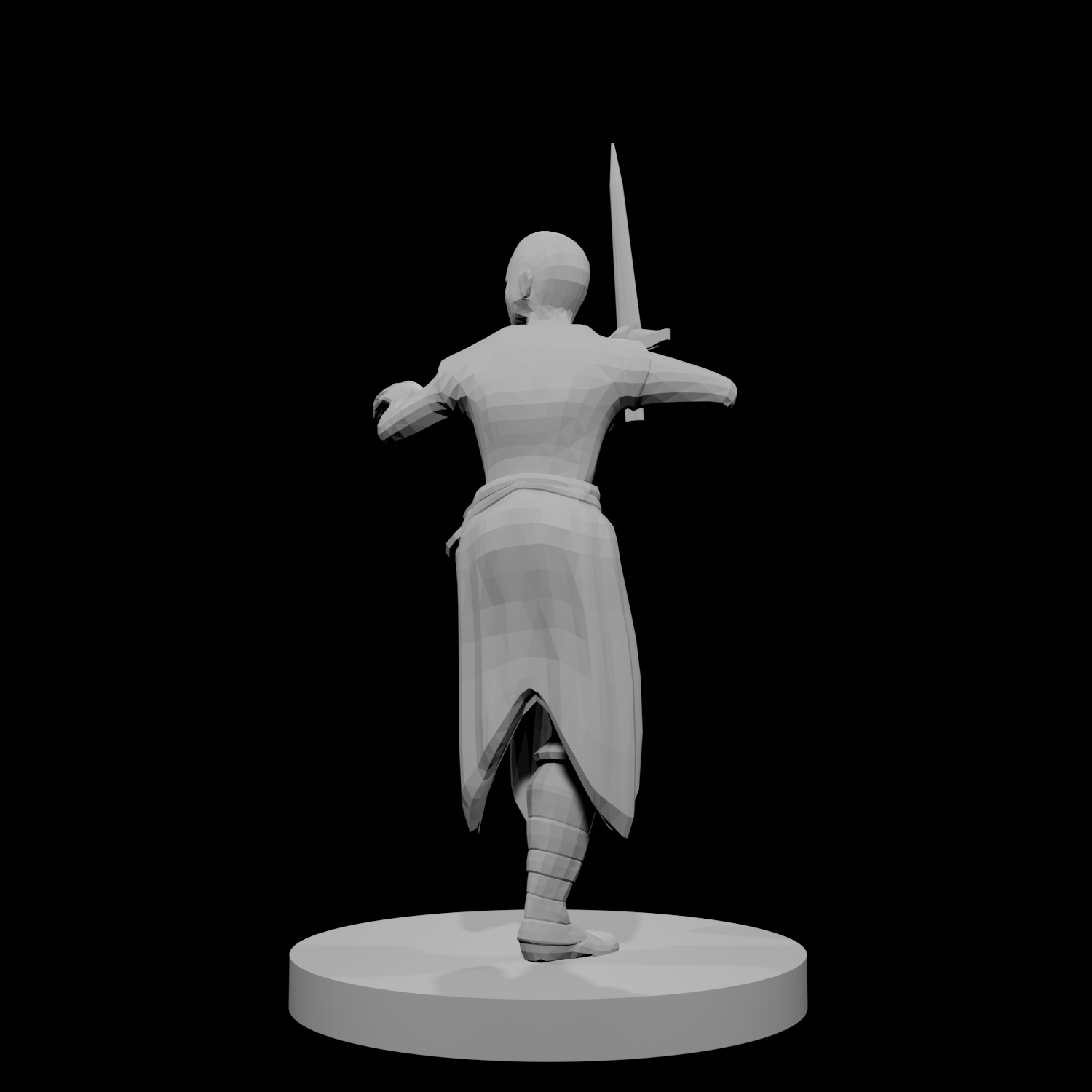 Human Female Monk Bald Short Sword