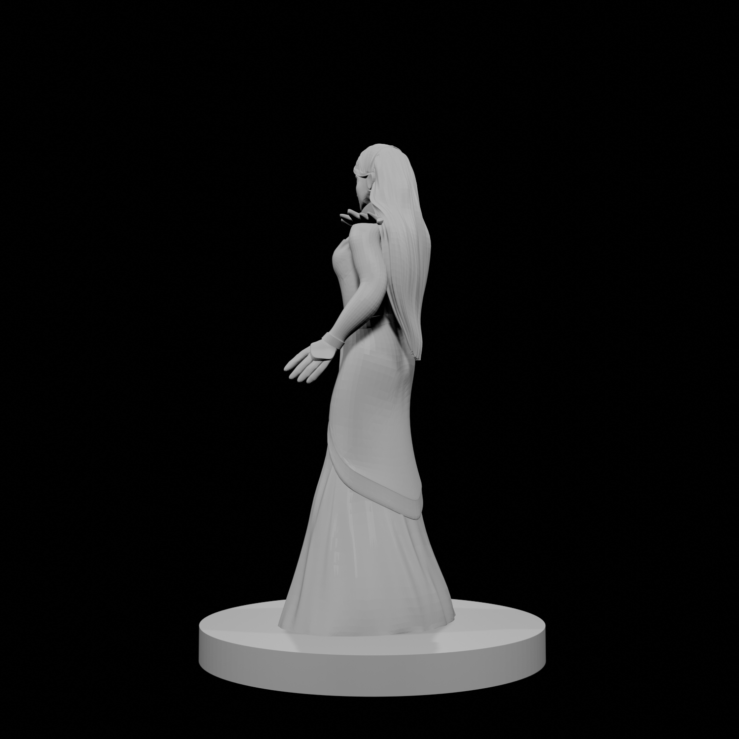 Human Female Wizard with Raven Dress