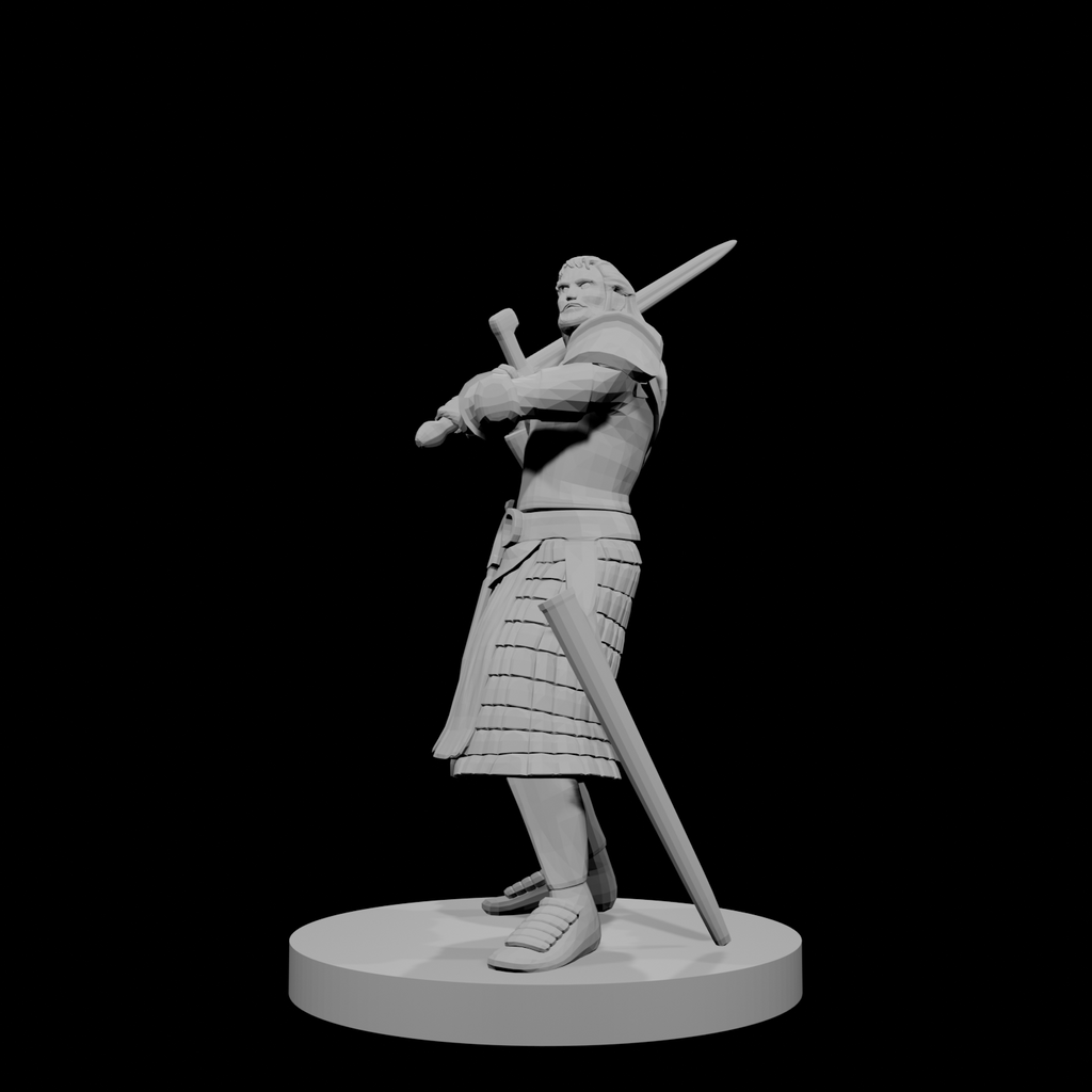 Human Fighter Swinging Sword