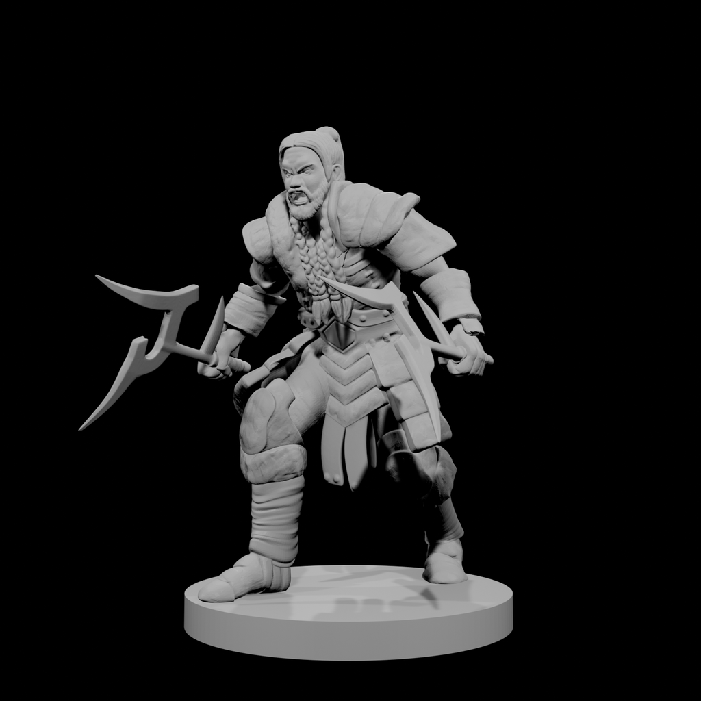 Human Male Barbarian Duel Wielding Mambele