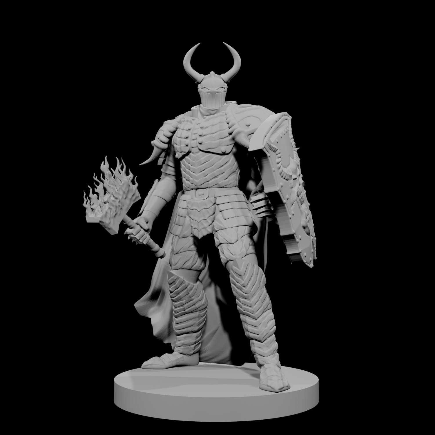Human Male Fallen Paladin Warhammer and Shield