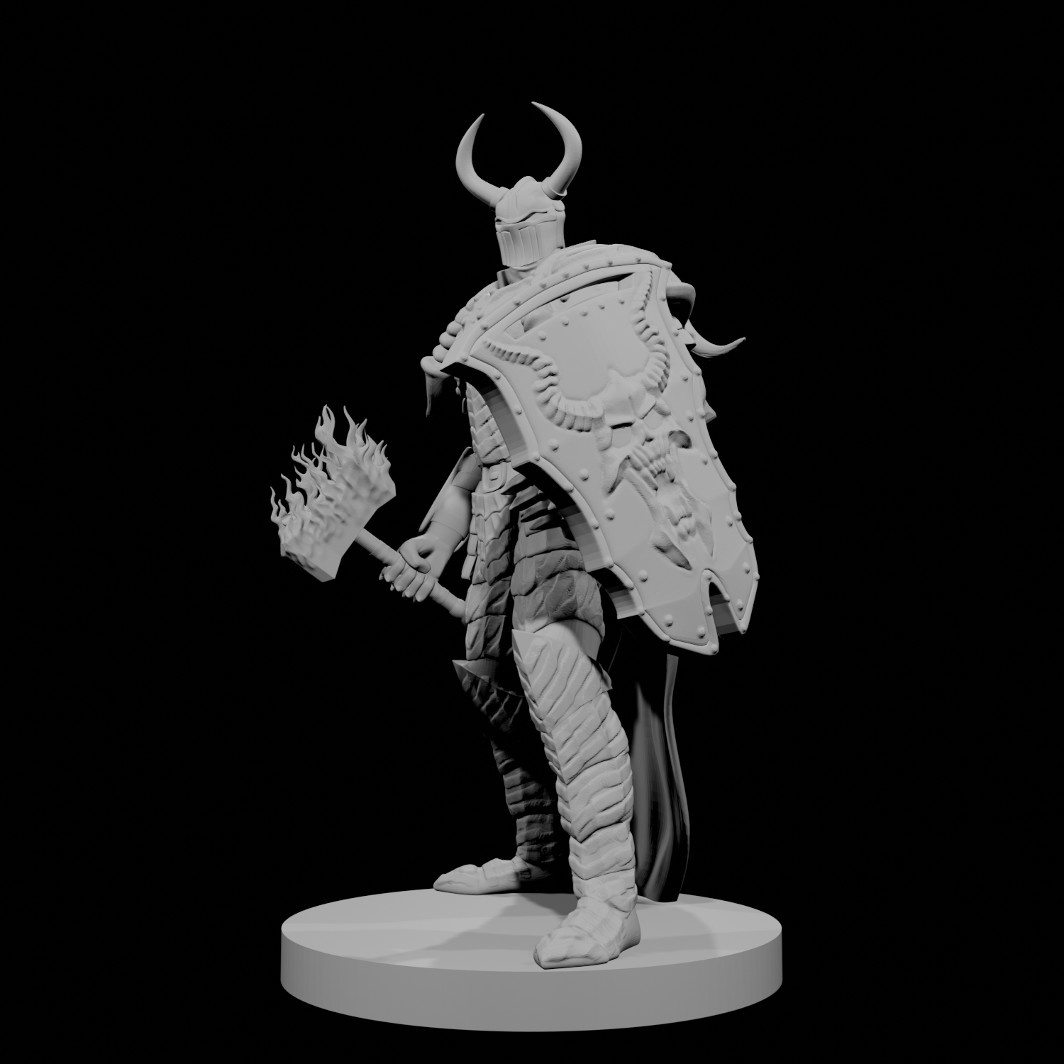Human Male Fallen Paladin Warhammer and Shield