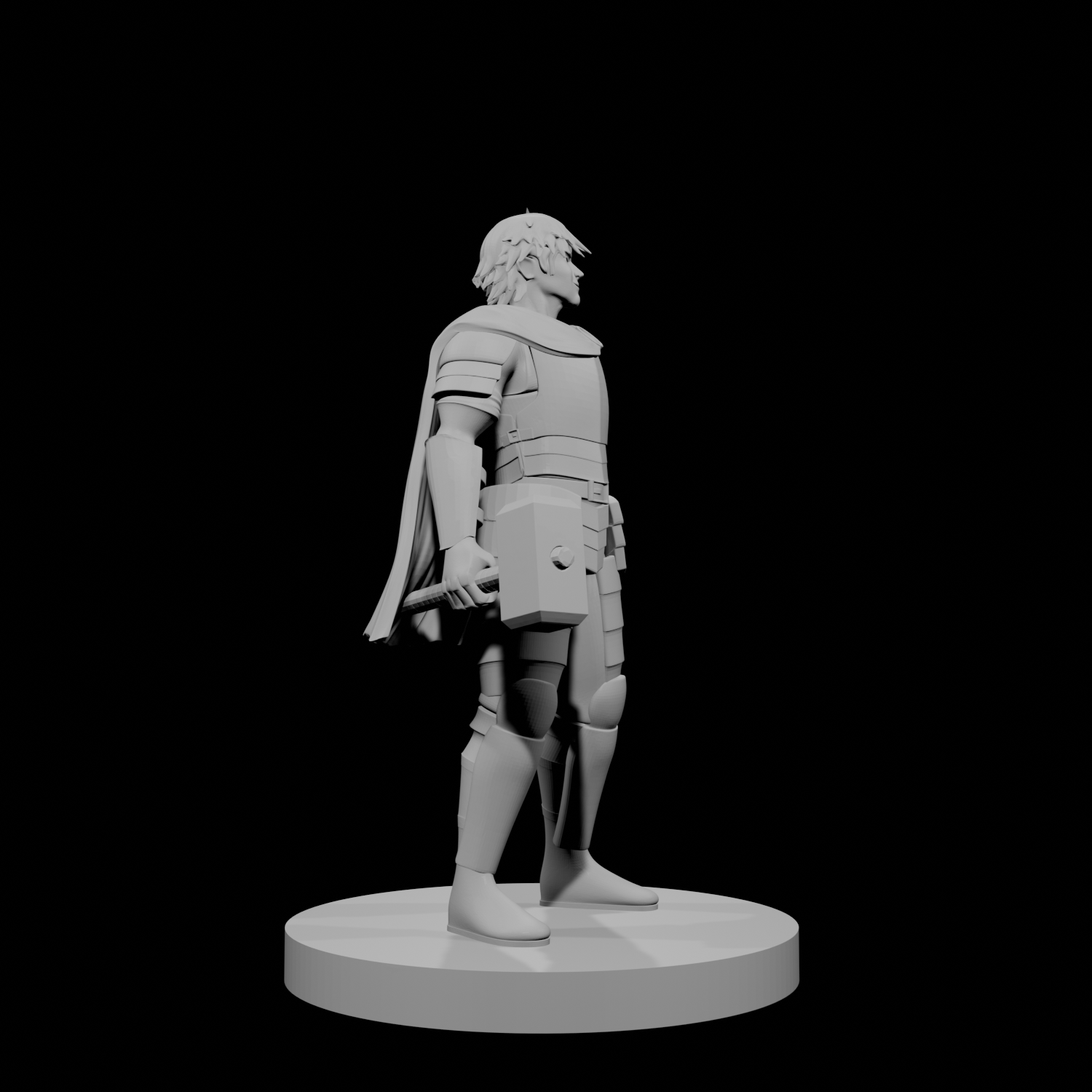 Human Male Fighter Heavy Armor & Warhammer