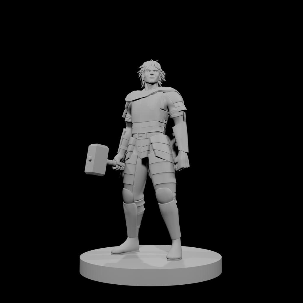Human Male Fighter Heavy Armor & Warhammer
