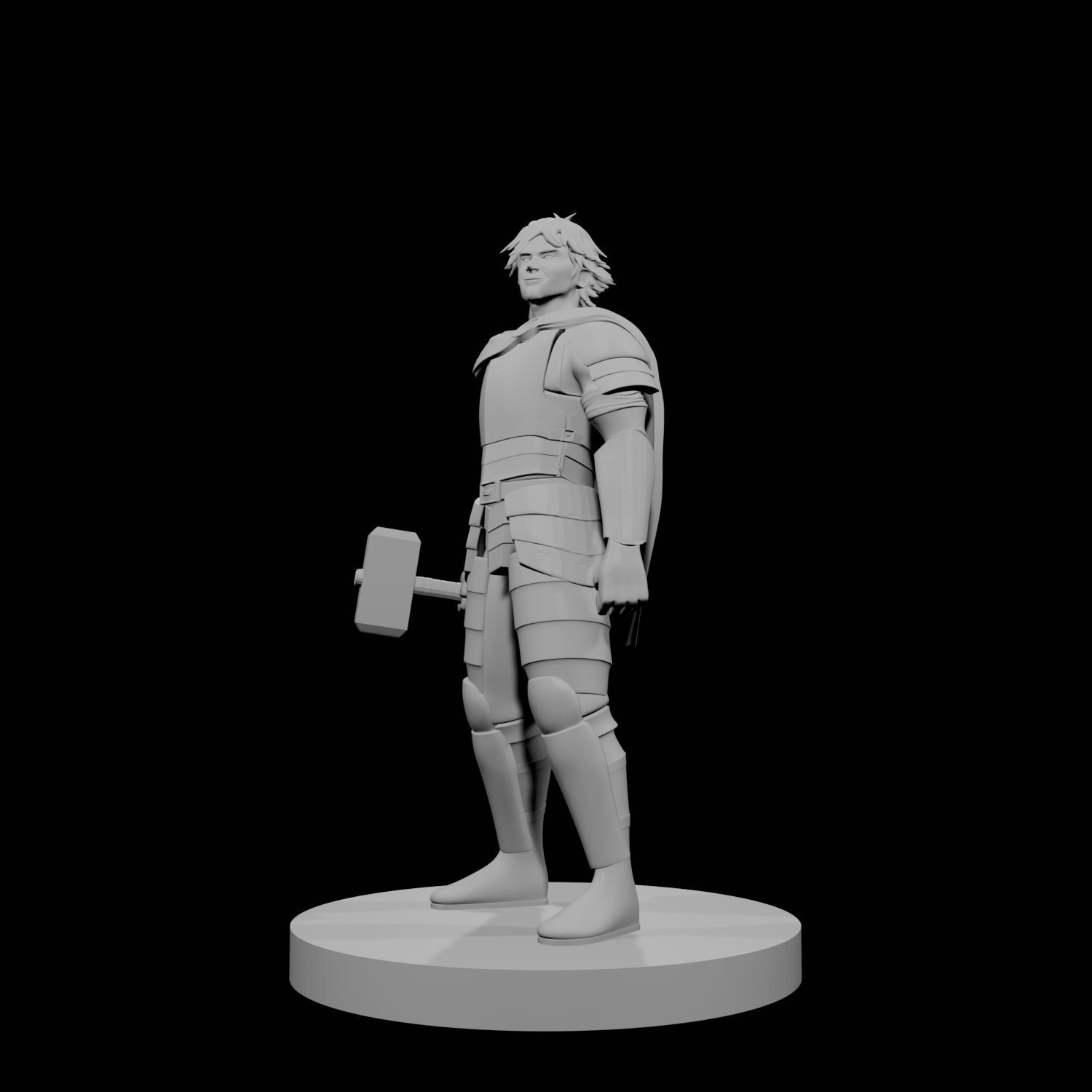 Human Male Fighter Heavy Armor & Warhammer