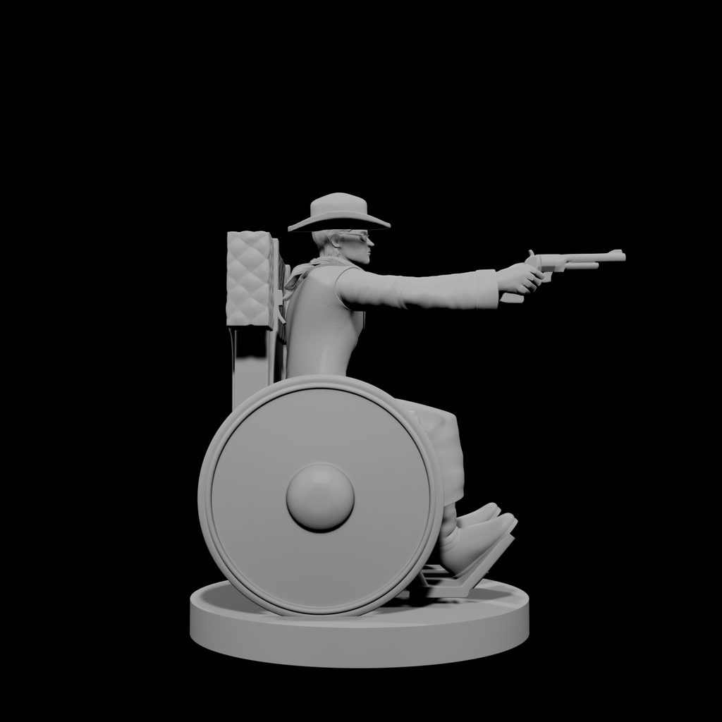 Human Male Gunslinger in Wheelchair