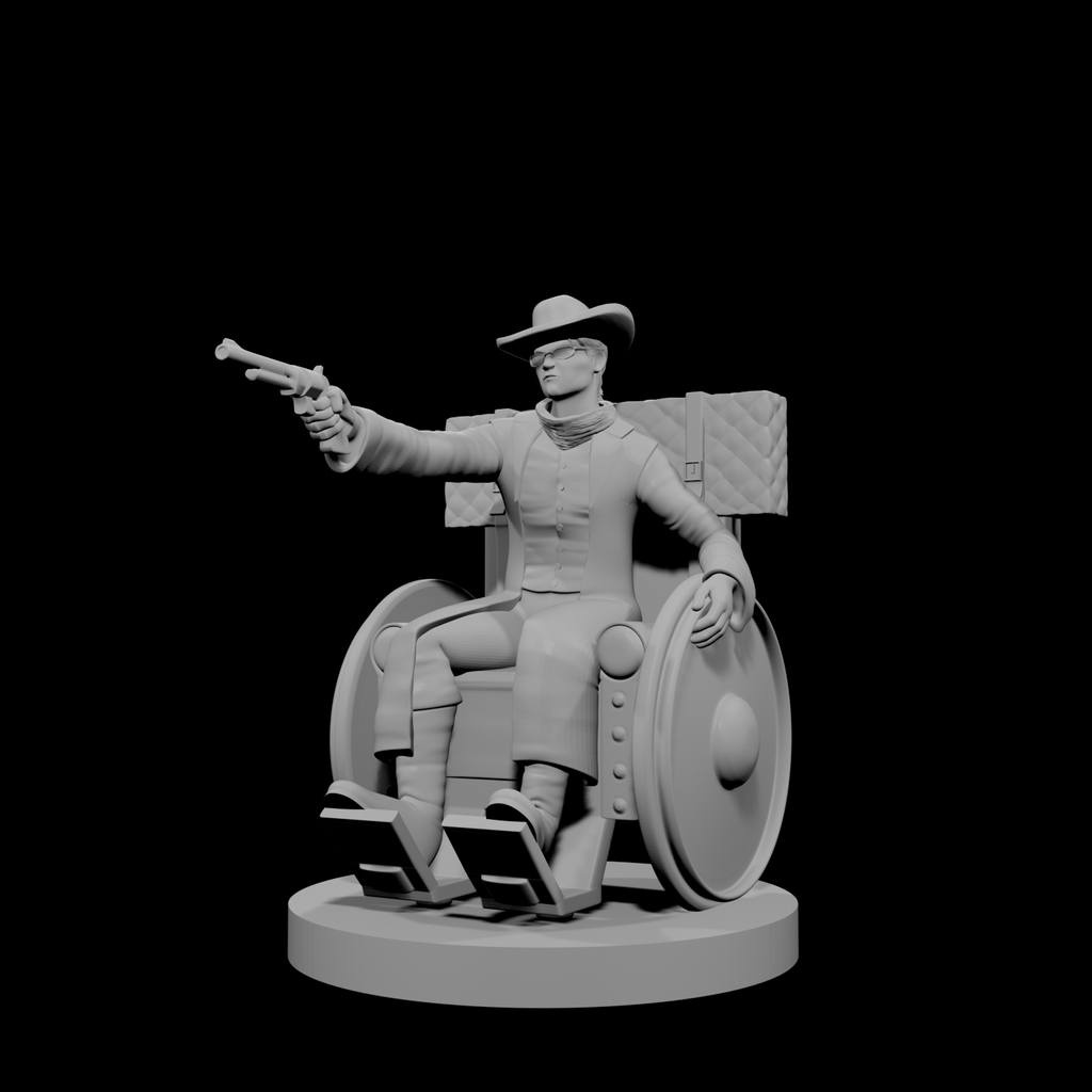 Human Male Gunslinger in Wheelchair