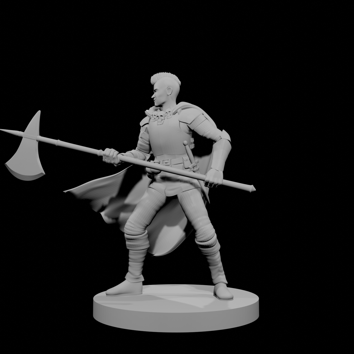 Human Male Hexblade Warlock with Halberd