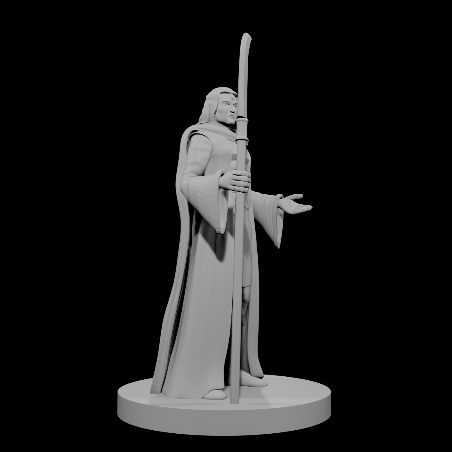 Human Male Magic Cleric with Glaive