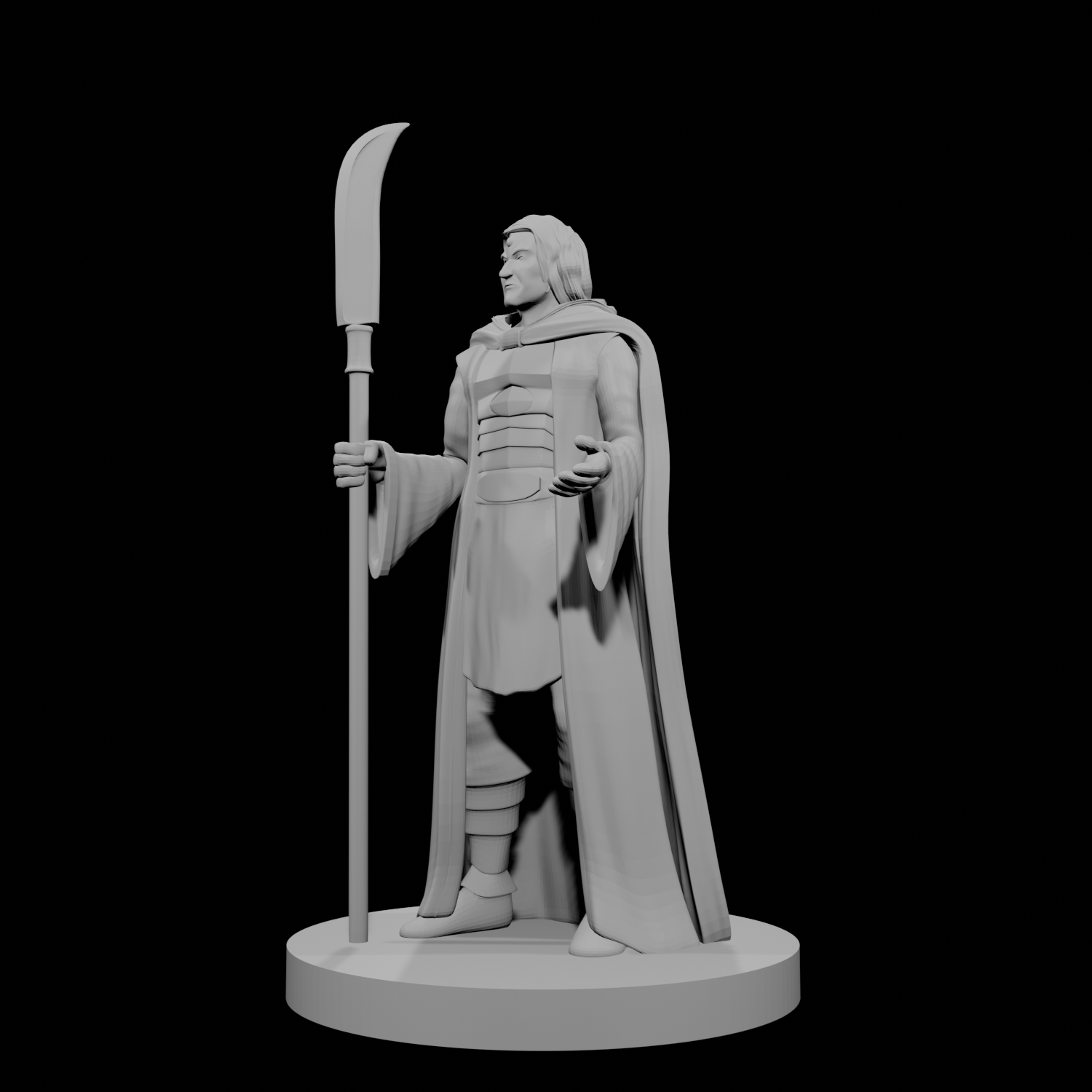 Human Male Magic Cleric with Glaive