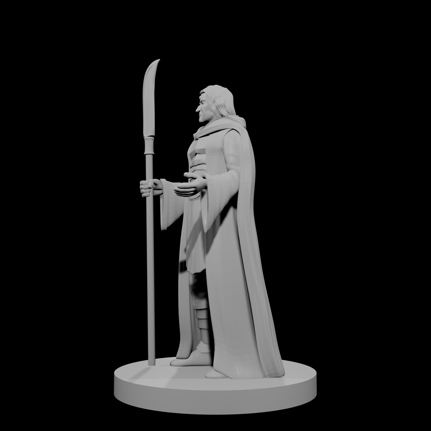 Human Male Magic Cleric with Glaive