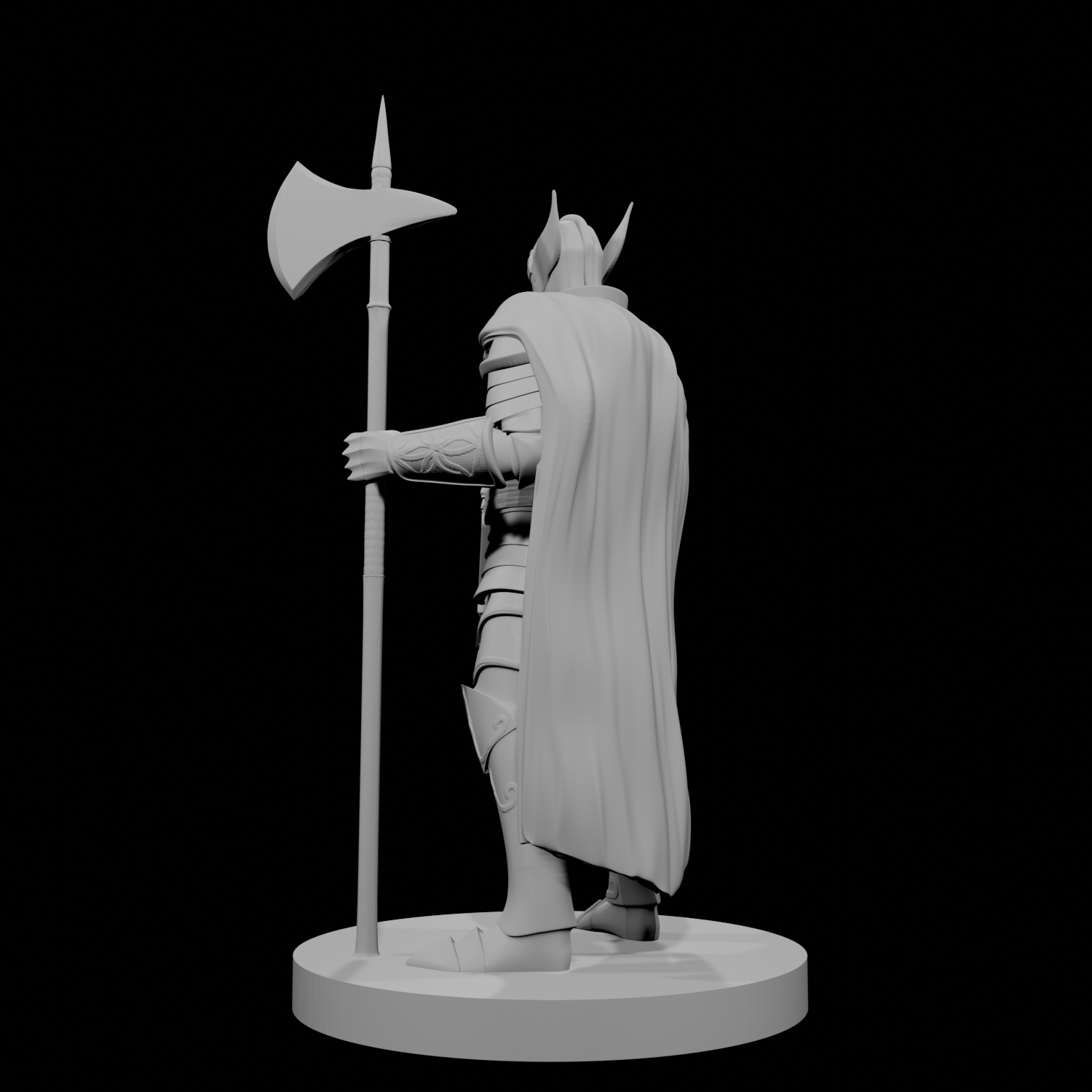 Human Male Paladin Mithral Plate Armor with Halberd