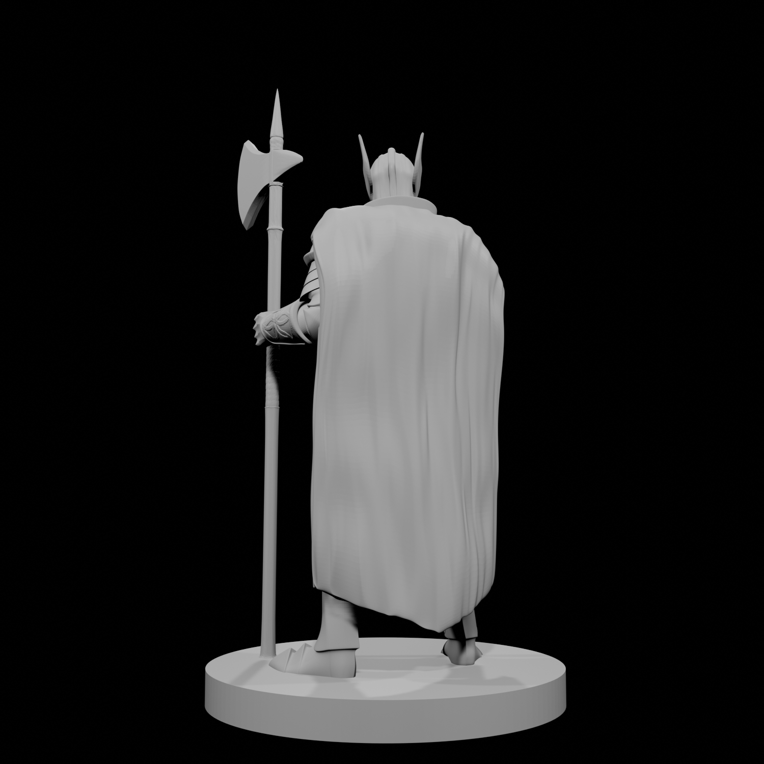 Human Male Paladin Mithral Plate Armor with Halberd