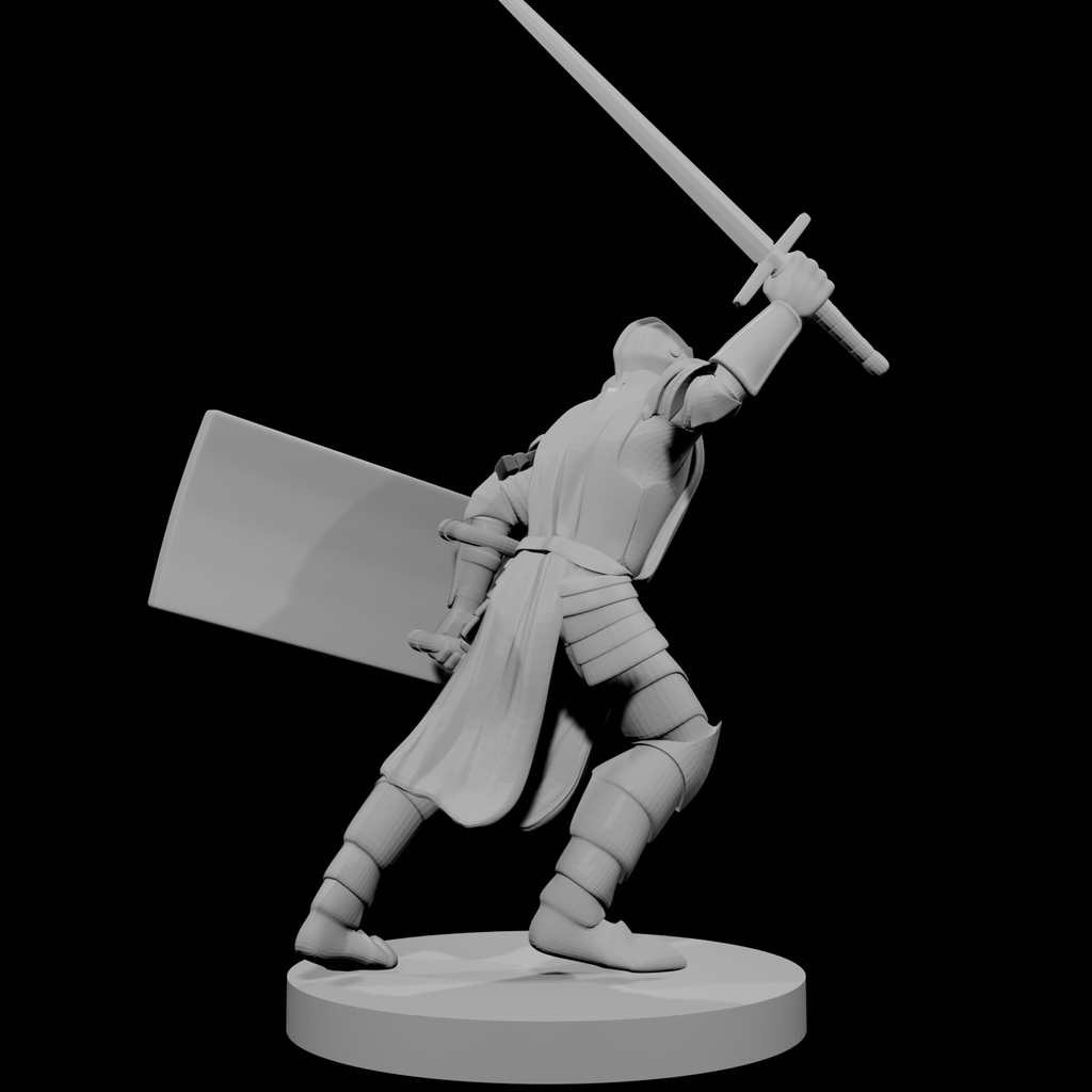 Human Male Paladin with Tower Shield Charging