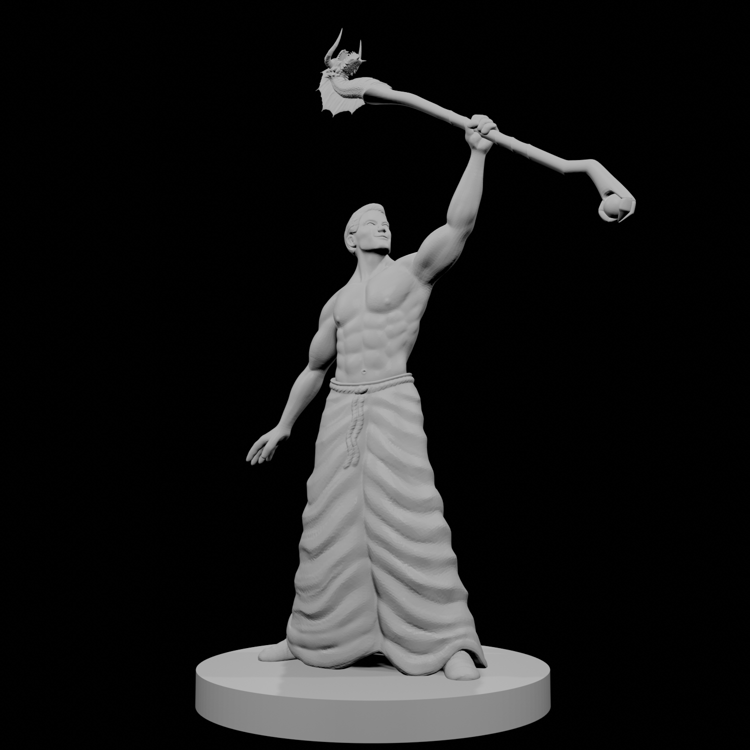Human Male Wizard with Dragon Staff