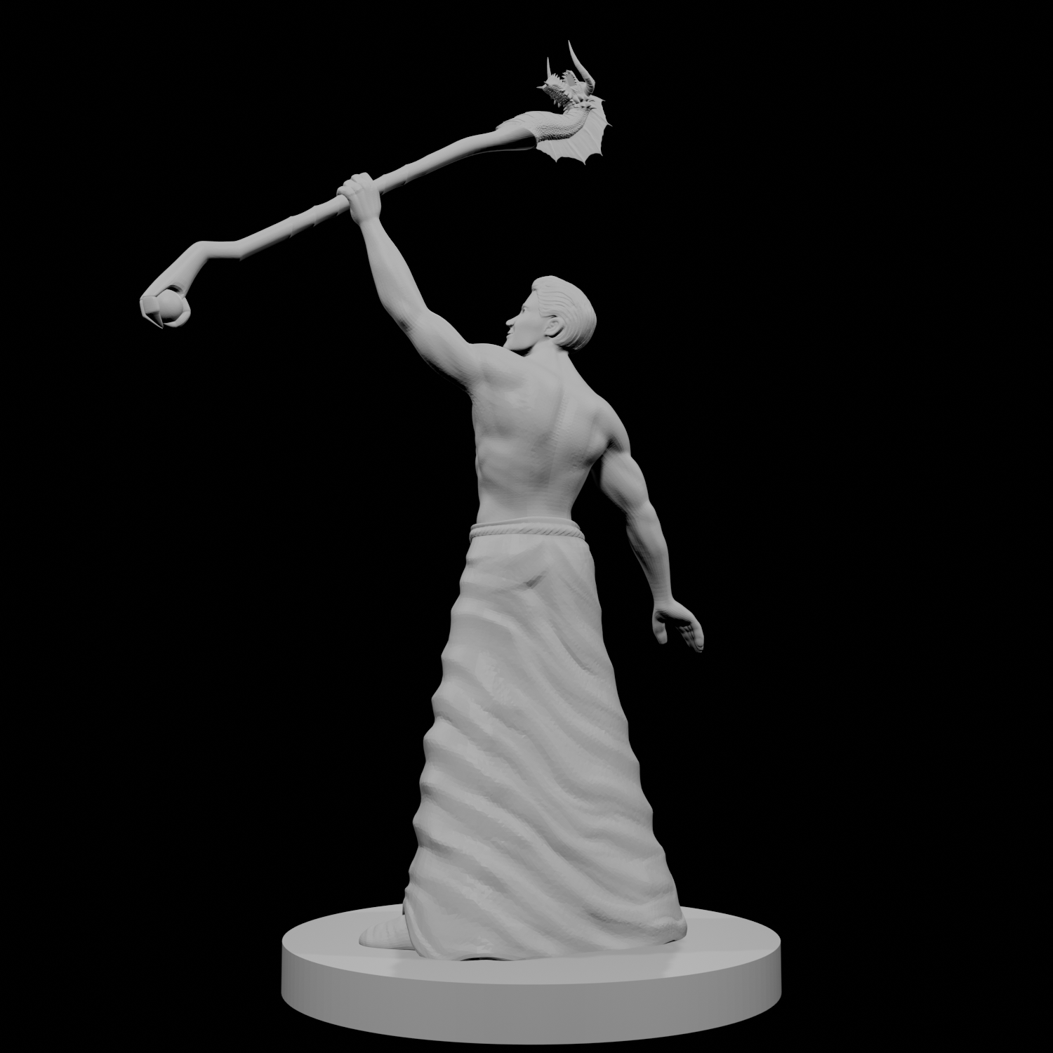 Human Male Wizard with Dragon Staff