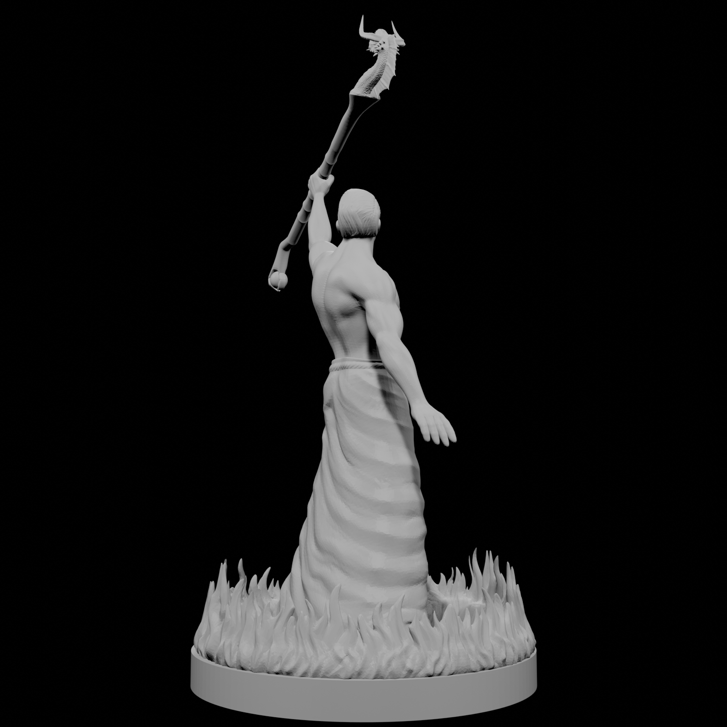 Human Male Wizard with Ring of Fire and Dragon Staff