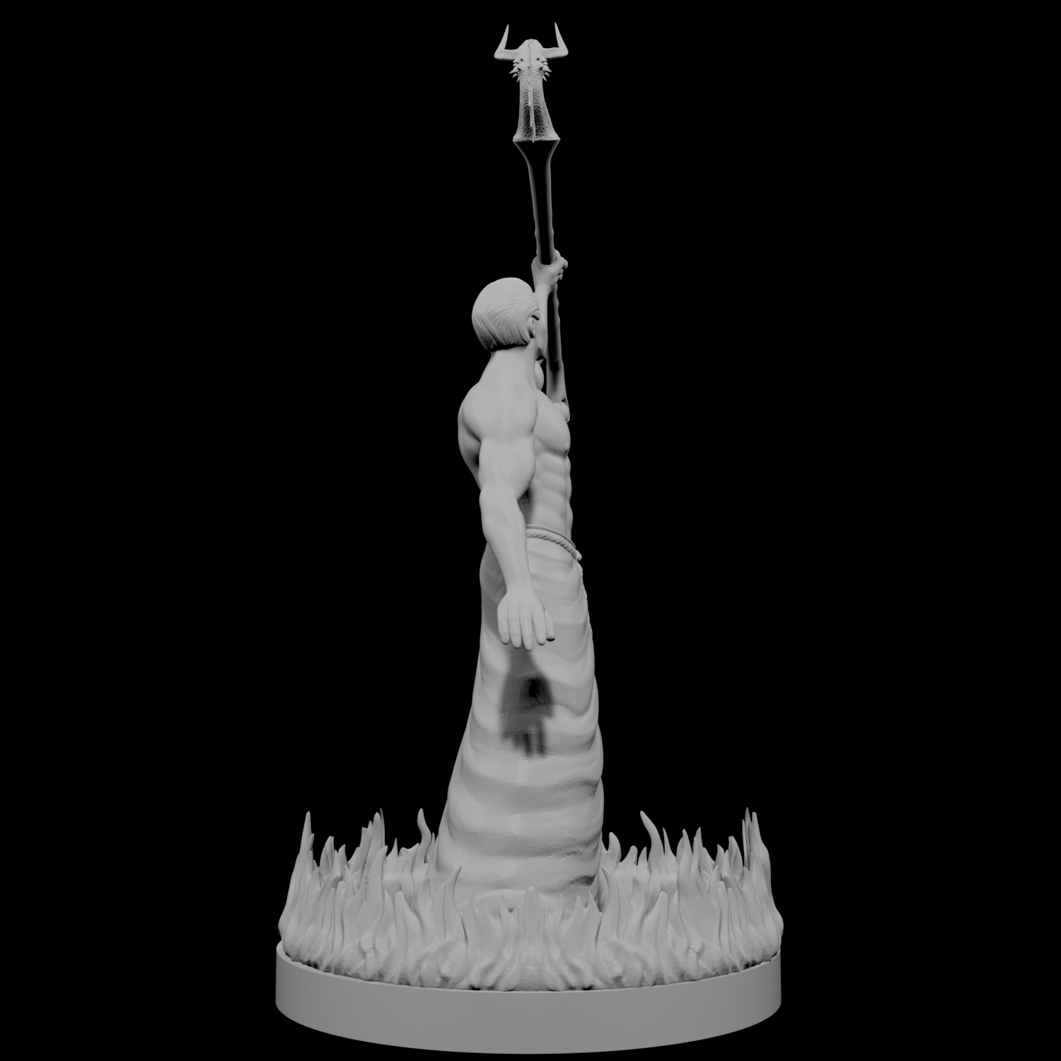 Human Male Wizard with Ring of Fire and Dragon Staff