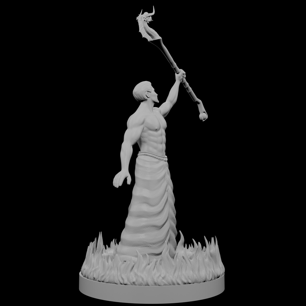 Human Male Wizard with Ring of Fire and Dragon Staff
