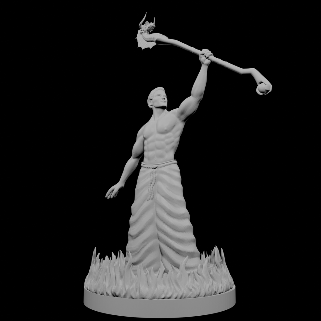 Human Male Wizard with Ring of Fire and Dragon Staff