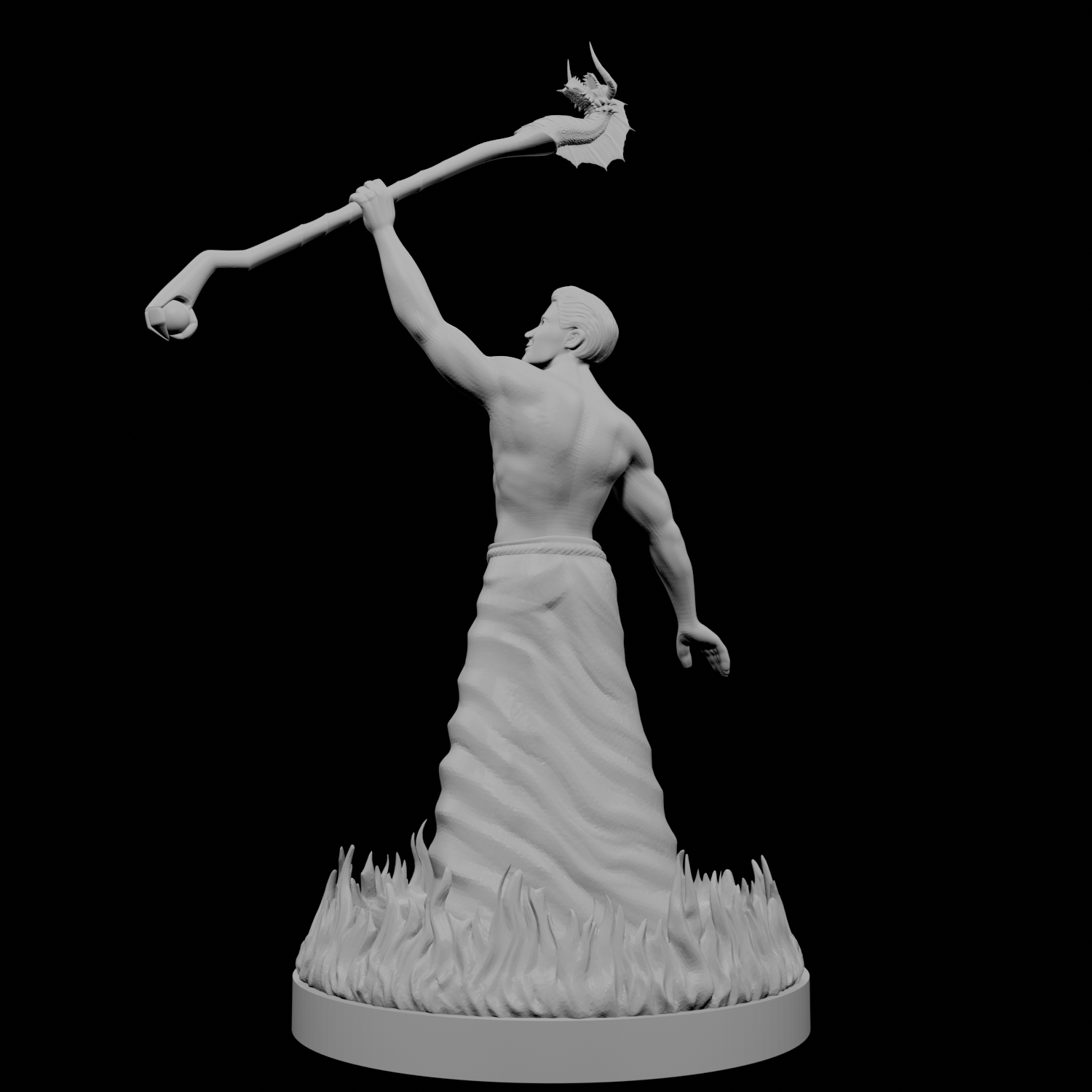 Human Male Wizard with Ring of Fire and Dragon Staff
