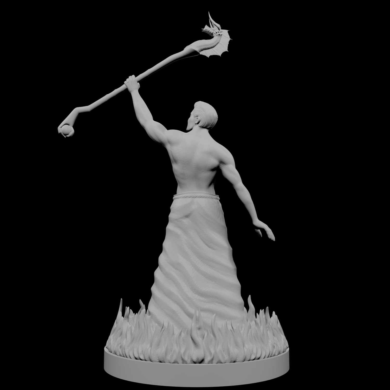 Human Male Wizard with Ring of Fire and Dragon Staff