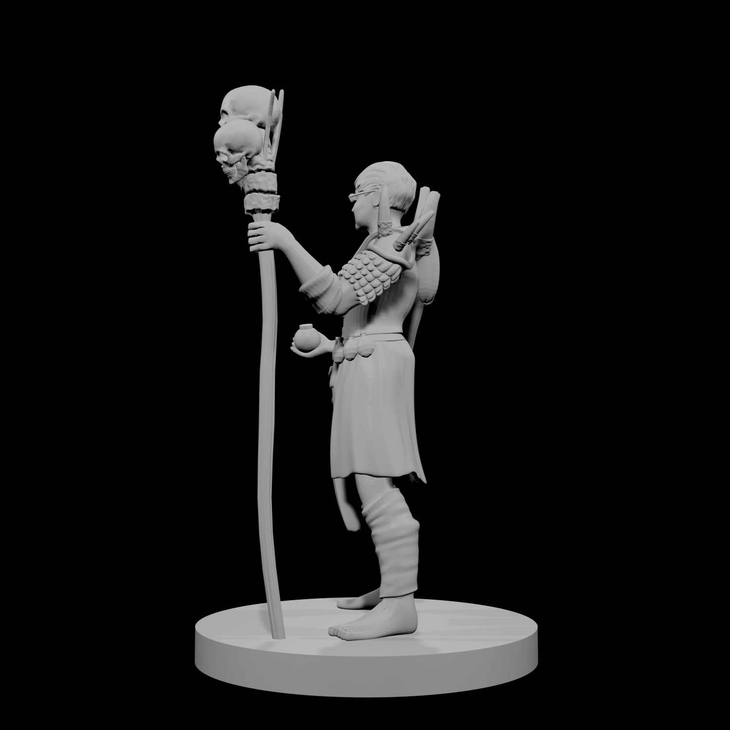 Human Warlock with Skull Staff