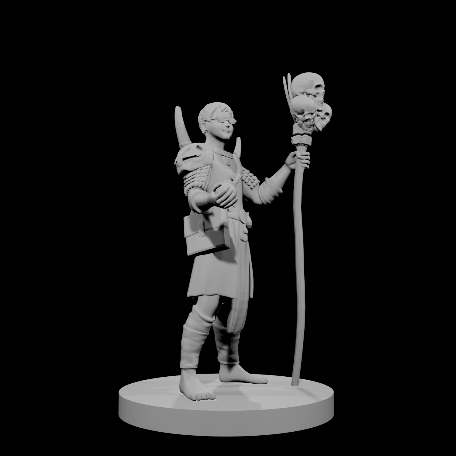 Human Warlock with Skull Staff