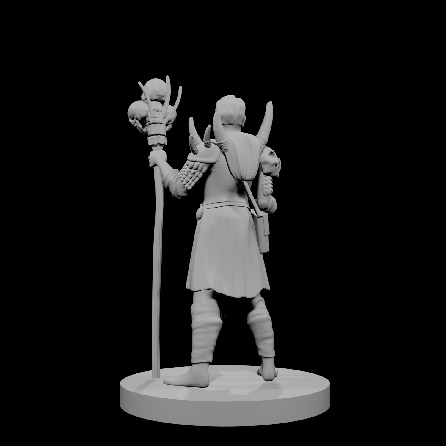 Human Warlock with Skull Staff