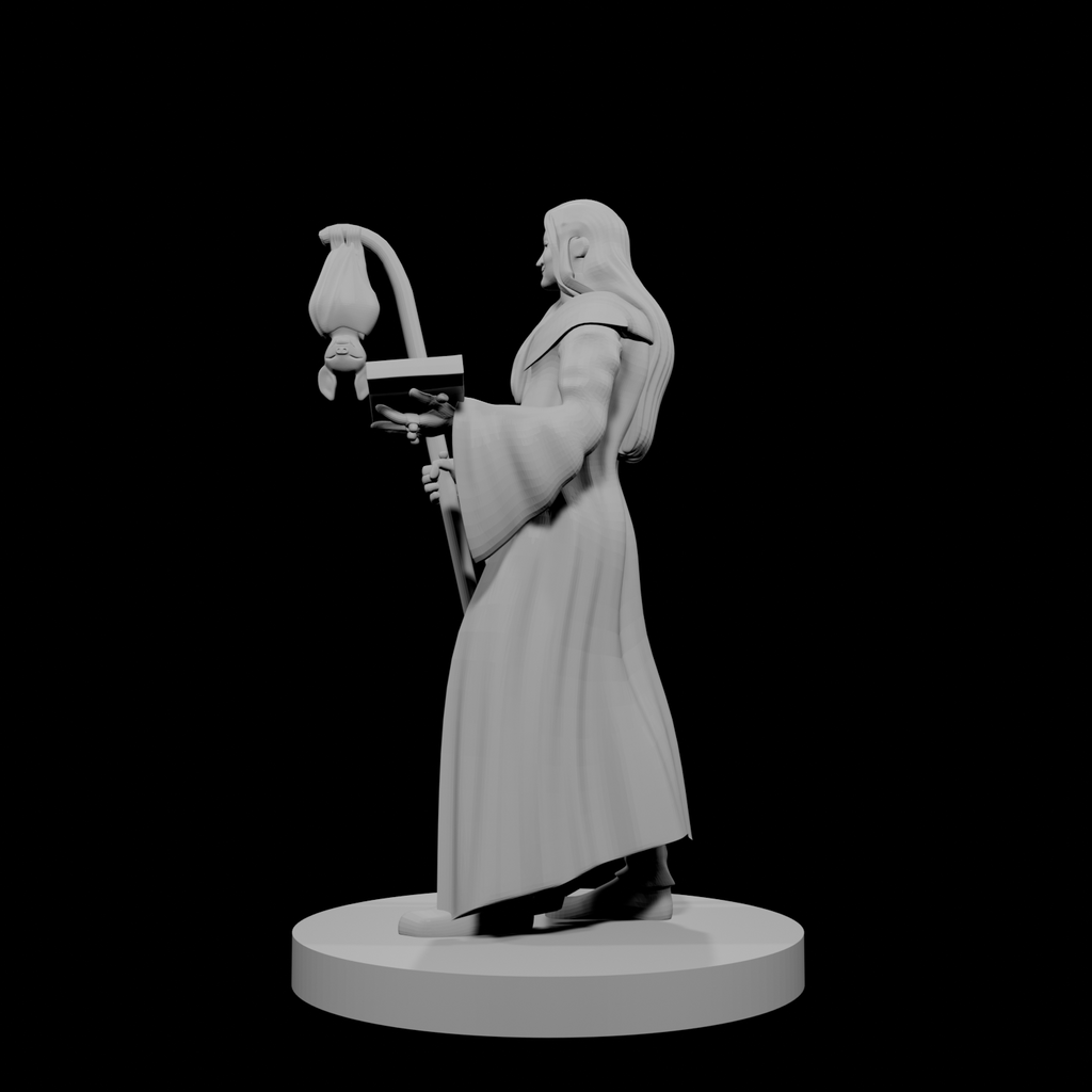 Human Wizard with Bat Familiar