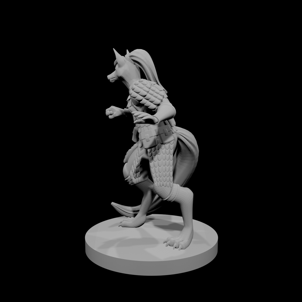 Kitsune Cleric with Scale Armor and Dagger