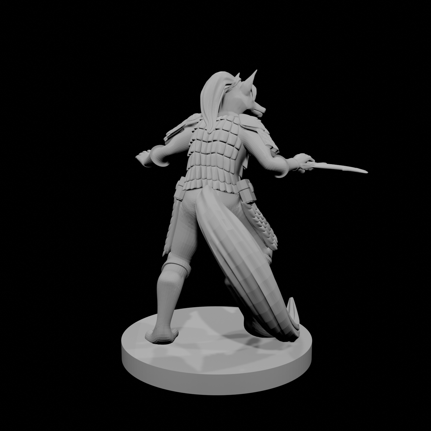 Kitsune Cleric with Scale Armor and Dagger