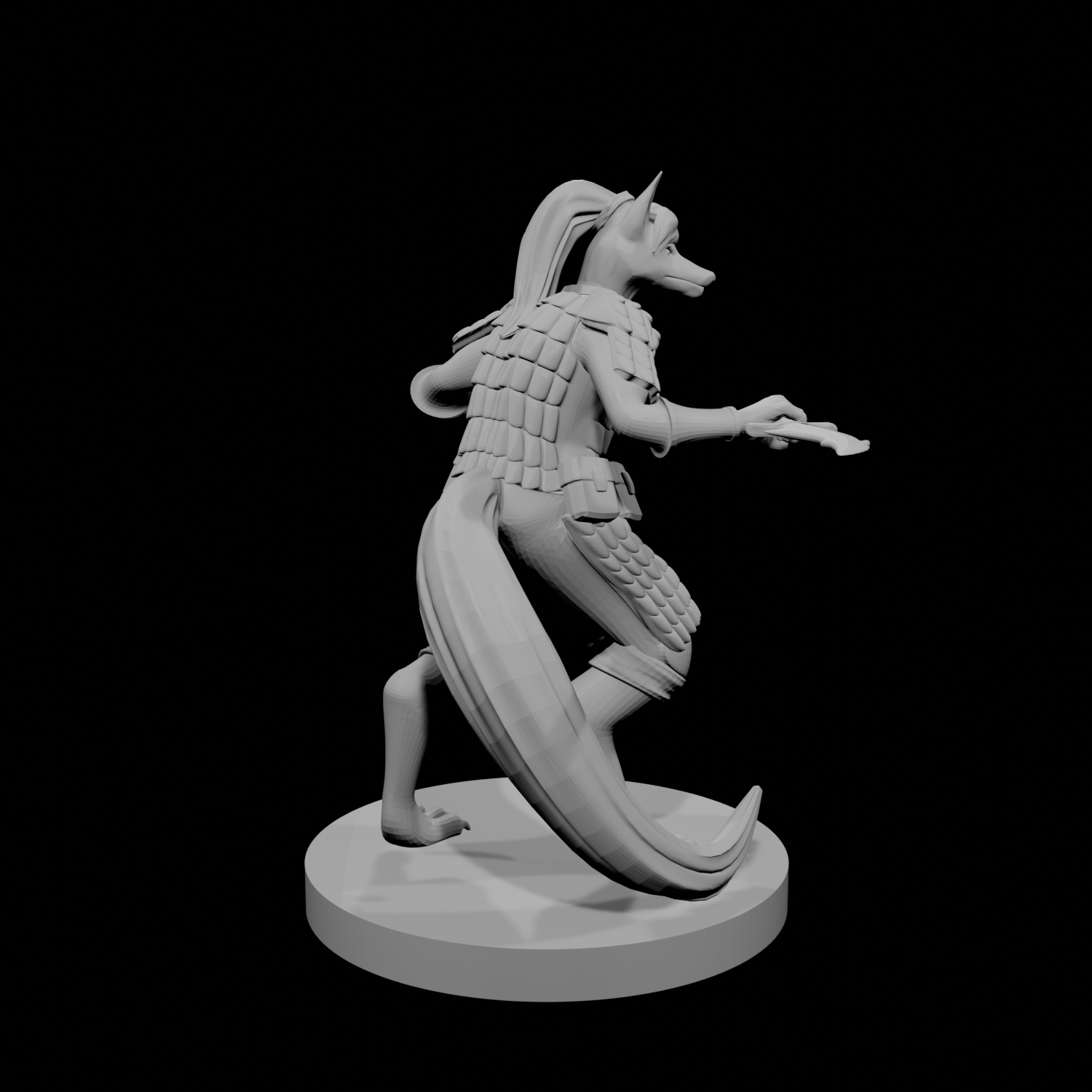 Kitsune Cleric with Scale Armor and Dagger