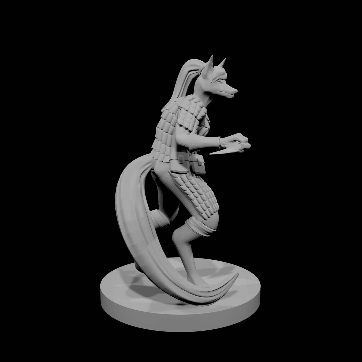 Kitsune Cleric with Scale Armor and Dagger