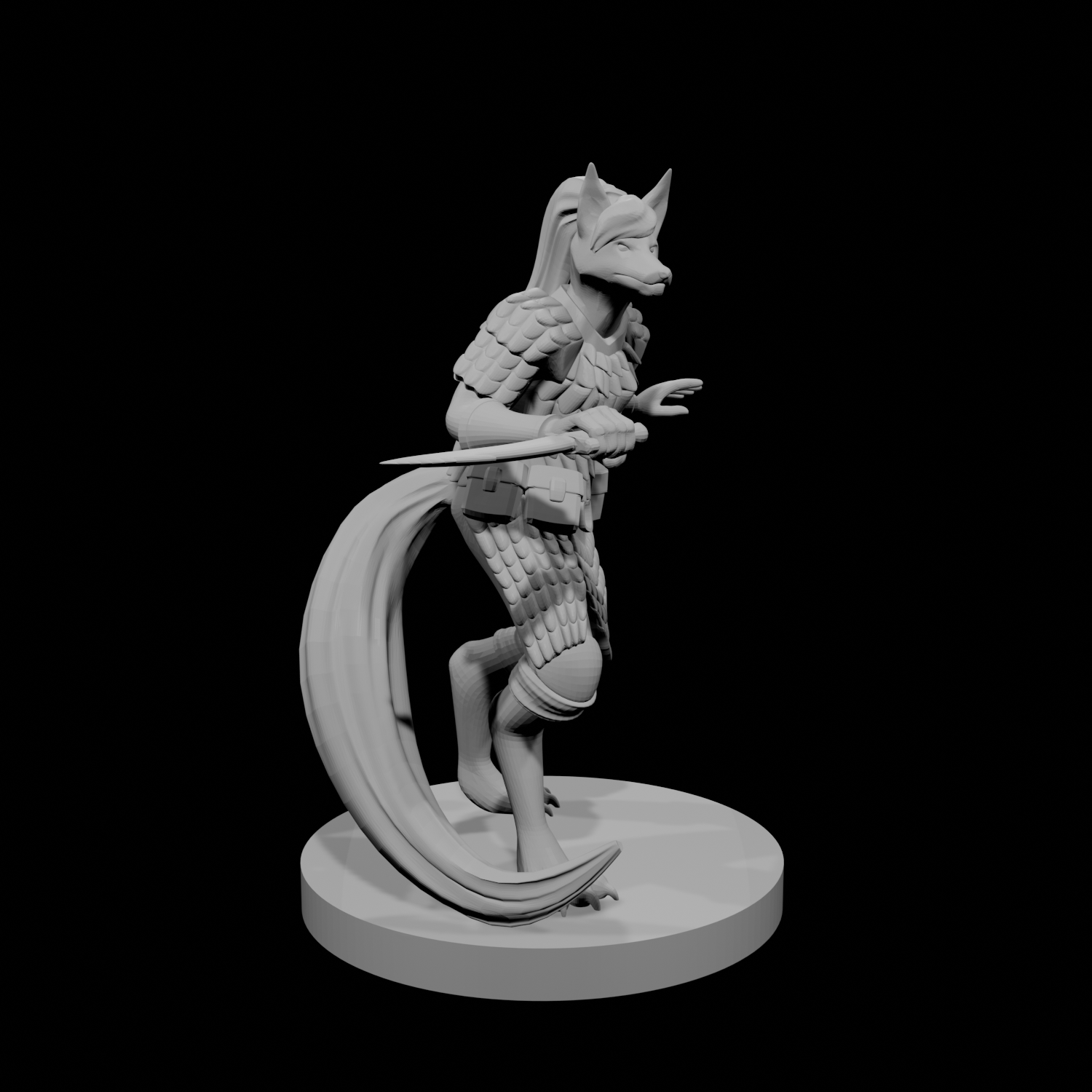 Kitsune Cleric with Scale Armor and Dagger