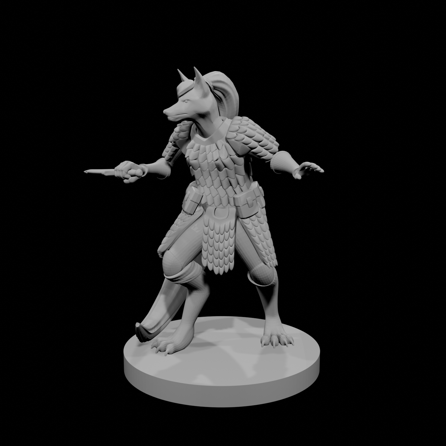 Kitsune Cleric with Scale Armor and Dagger