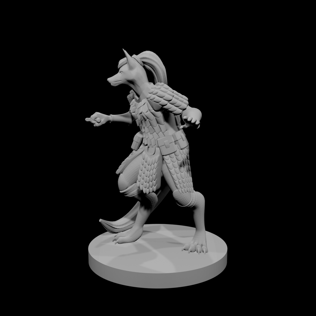 Kitsune Cleric with Scale Armor and Dagger