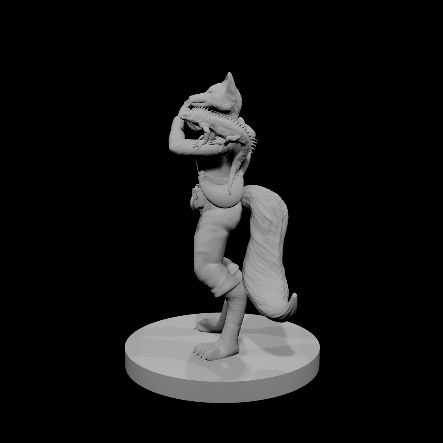 Barde femelle Kitsune avec flûte et lézard