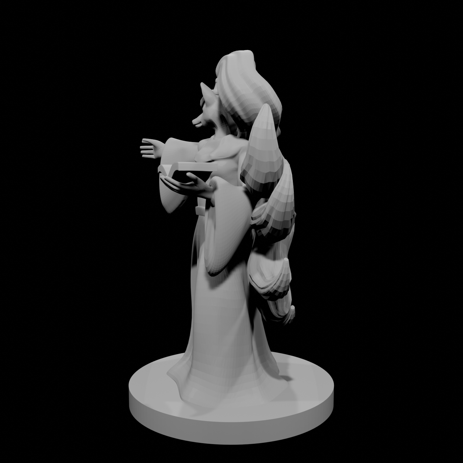 Kitsune magicienne femme à neuf queues