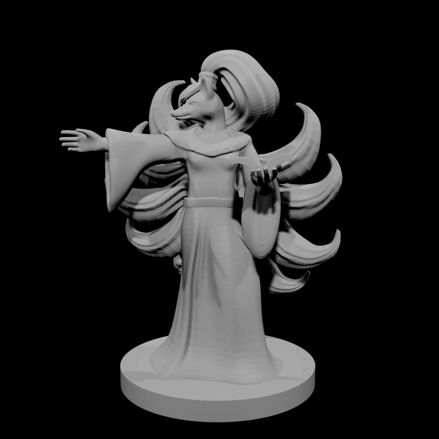 Kitsune Female Mage with Nine Tails