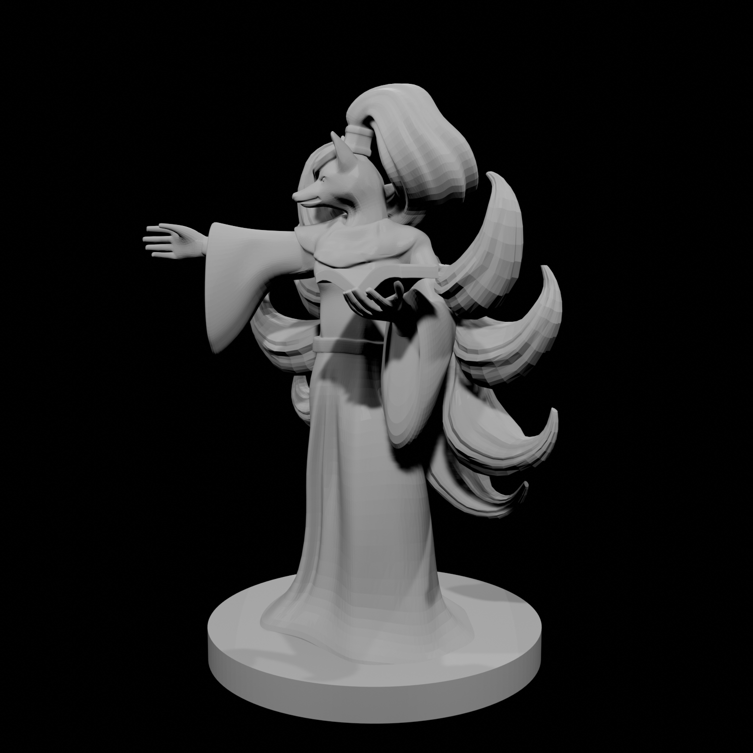Kitsune Female Mage with Nine Tails