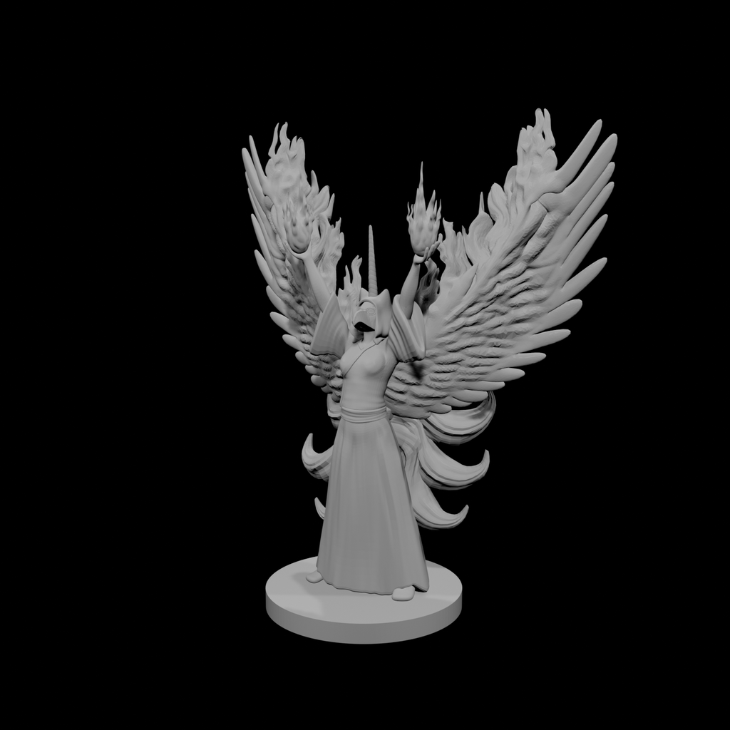 Kitsune Phoenix Unicorn Six Tail Masked Fire Sorceress