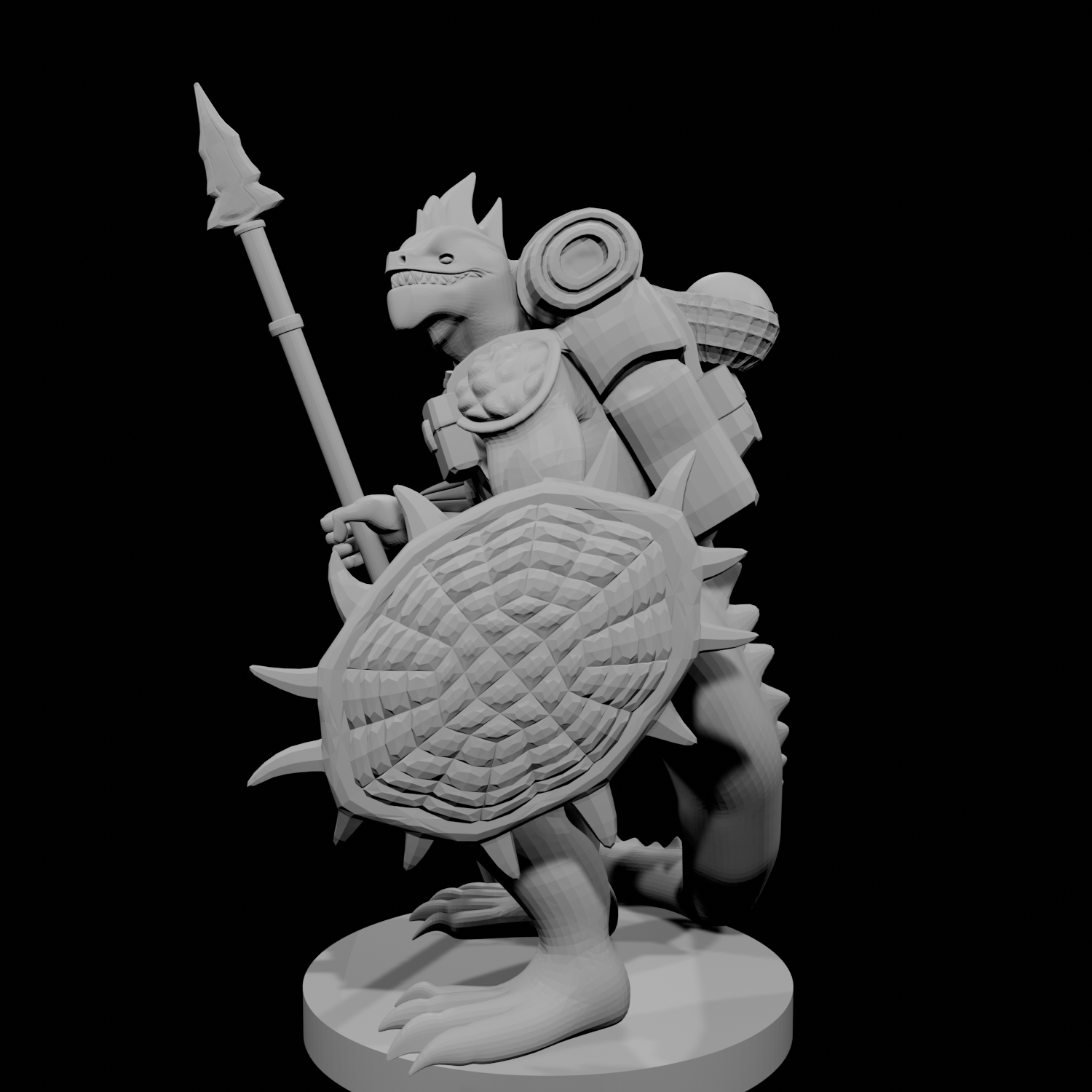 Lizardfolk Fighter with Shield and Spear