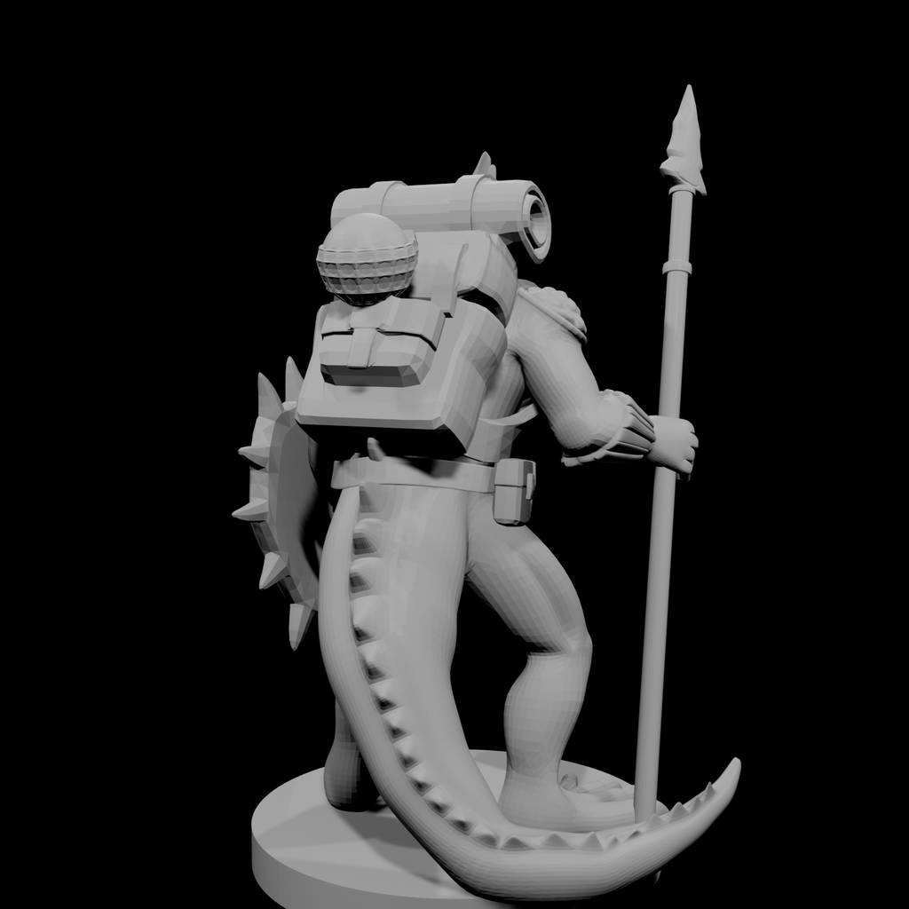 Lizardfolk Fighter with Shield and Spear