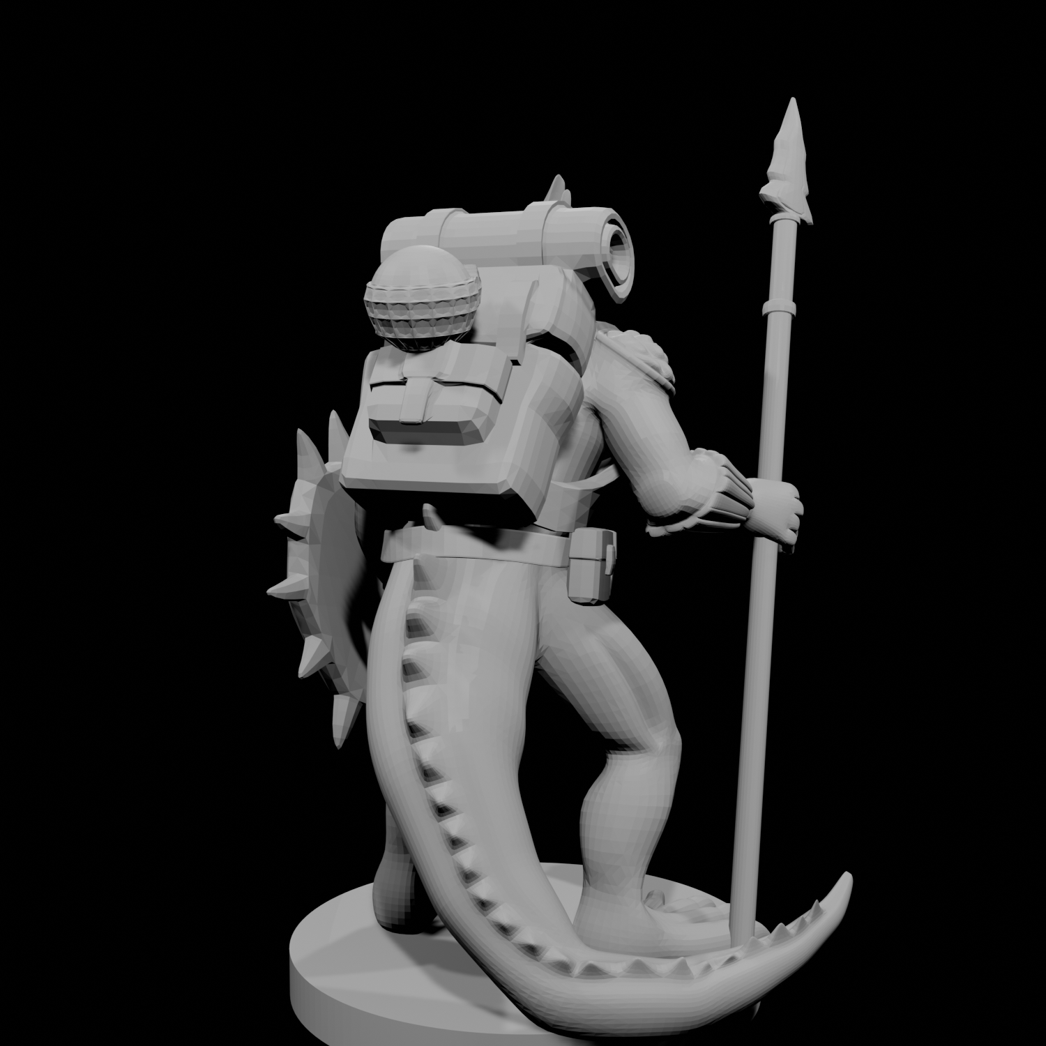 Lizardfolk Fighter with Shield and Spear