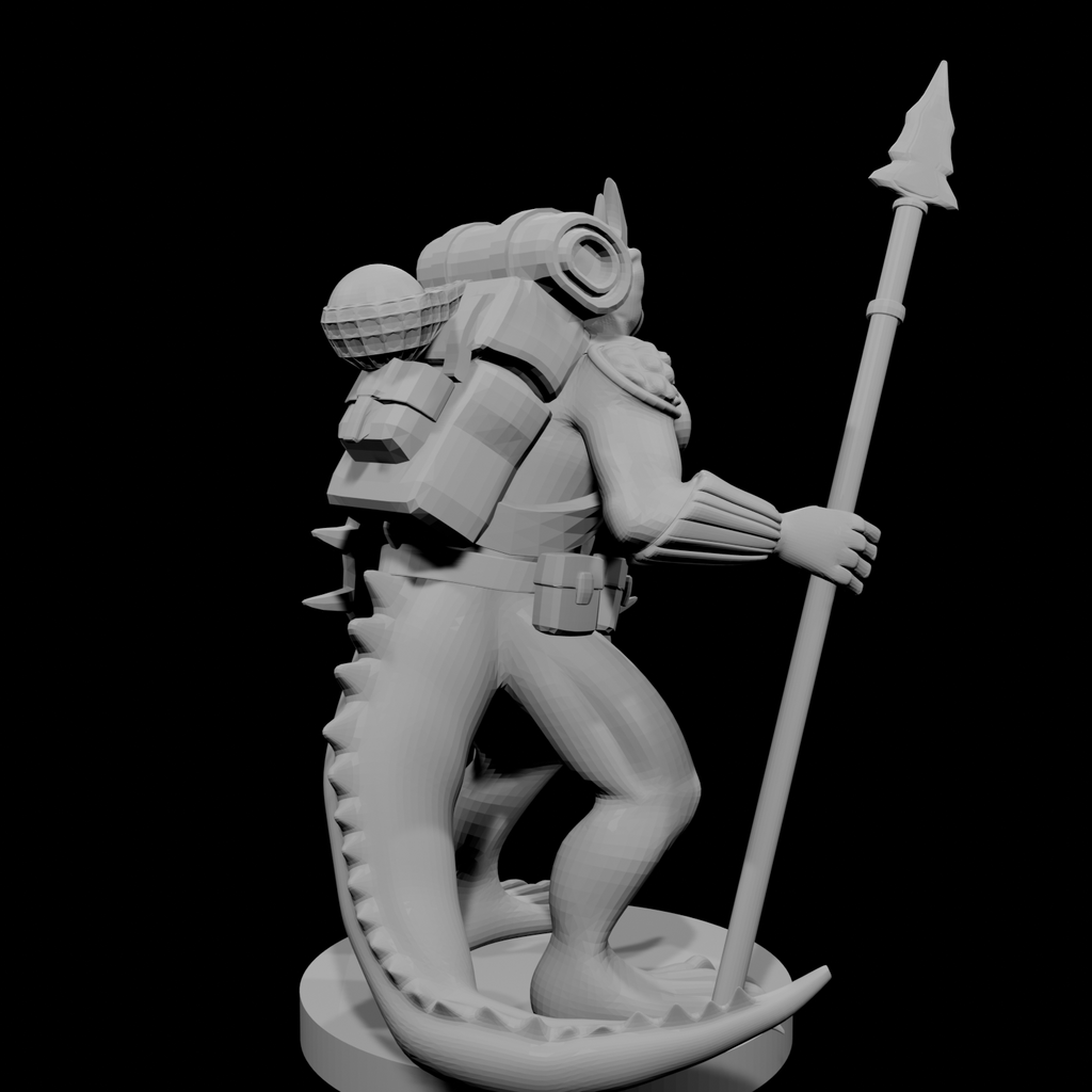 Lizardfolk Fighter with Shield and Spear
