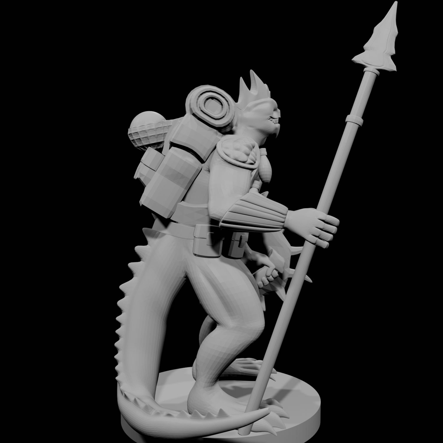 Lizardfolk Fighter with Shield and Spear