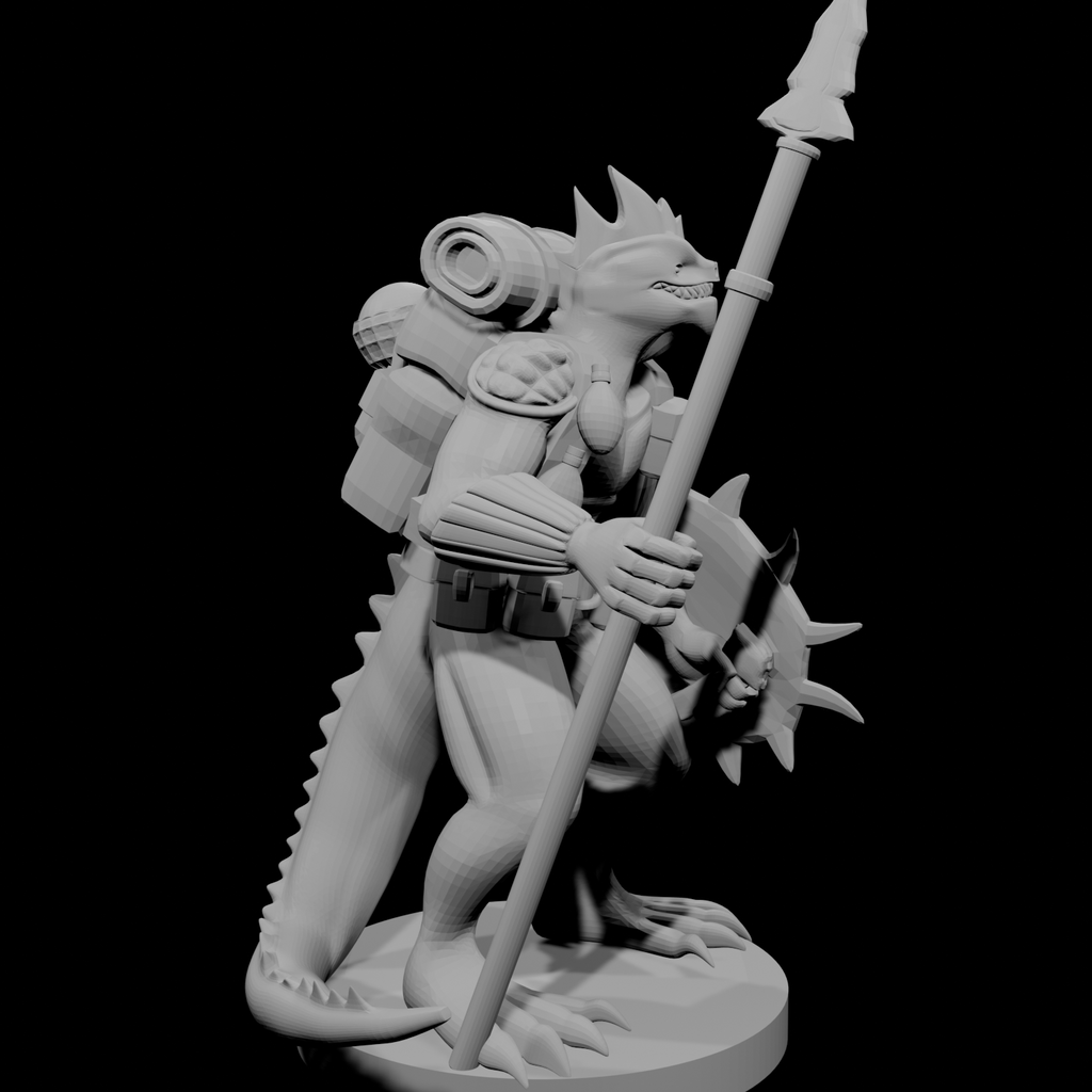 Lizardfolk Fighter with Shield and Spear